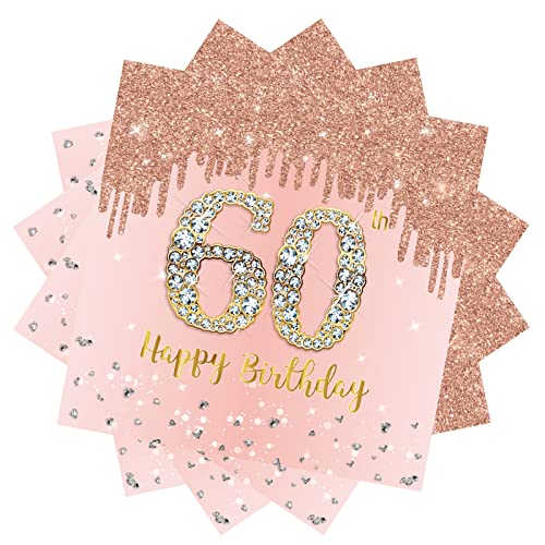 Servietten 60 Geburtstag,20 Stück Papierserviette Geburtstag,33 x 33 cm Geburtstagsservietten,Rosé und Gold Tischdekoration für Party Geburtstag,Happy 60th Birthday Paper Napkins für 60. Geburtstag Servietten 60 Geburtstag,20 Stück Papierserviette Geburtstag,33 x 33 cm Geburtstagsservietten,Rosé und Gold Tischdekoration für Party Geburtstag,Happy 60th Birthday Paper Napkins für 60. Geburtstag von POPOYU