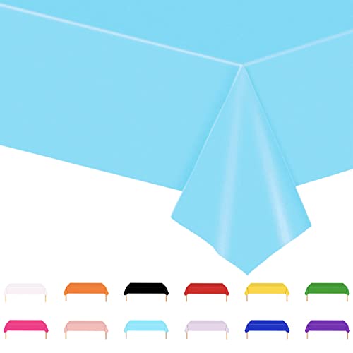 Tischdecke Hellblau,137x274cm Einweg Tischdecke Tischtuch Plastiktischdecke,Tischtuch Rechteckige Tischabdeckung Gartentischdecke Outdoor Table Cloth für Gastronomie,Party,Hochzeiten oder Haushalt von POPOYU