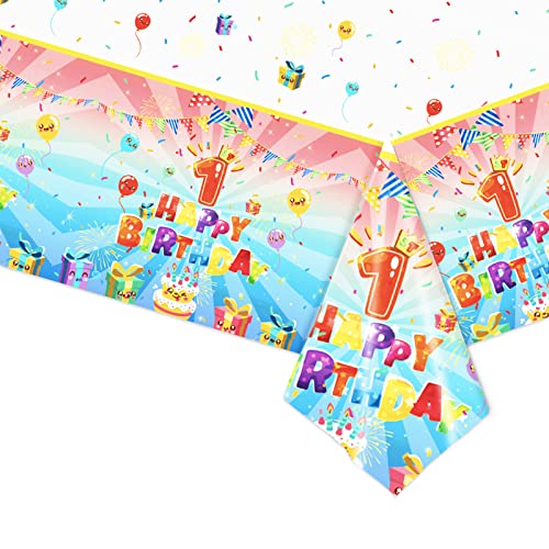 Tischdecke zum 1. Geburtstag,Party Tischdecke 1. Geburtstag,TableCloth Tischdeckenrolle 1 Geburtstag Plastiktischdecke Papiertischdecke für Baby,Mädchen,Jungen,Geburtstagsparty Disposable TableCloth von POPOYU