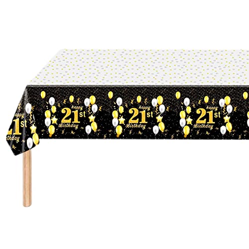 Tischdecke "Happy 21st Birthday", 137 x 274 cm, Tischdekoration zum 21. Geburtstag, für Jungen, Mädchen, Männer, Frauen, Ihn, sie, rechteckige Kunststoff-Tischdecke für den 21. Geburtstag, Tischdecke "Happy 21st Birthday", 137 x 274 cm, Tischdekoration zum 21. Geburtstag, für Jungen, Mädchen, Männer, Frauen, Ihn, sie, rechteckige Kunststoff-Tischdecke für den 21. Geburtstag, von POPOYU