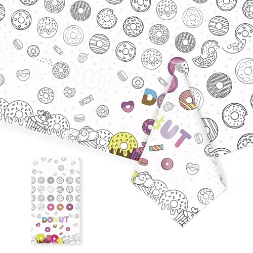 Tischdecke zum Ausmalen,137x274cm Papiertischdecke zum Ausmalen,Bemalbare Tischdecke Krapfen,Ausmal Tischdecke,Deko Kindergeburtstag,Kreative Kinderbeschäftigung,Ausmalen Tiere,Mal Mich Bunt von POPOYU