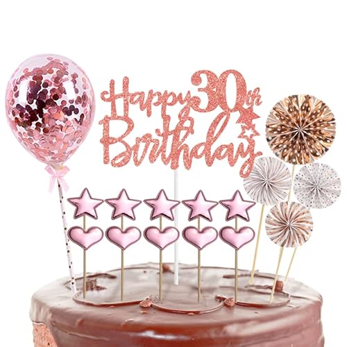 Tortendeko 30 Geburtstag Frau,16 Stück Glitzer 30. Geburtstagstorte Topper,Roségold Cake Topper Deko 30 Geburtstag,Happy 30th Birthday Kuchendeko Luftballons für 30. Geburtstag Party Kuchen Deko Tortendeko 30 Geburtstag Frau,16 Stück Glitzer 30. Geburtstagstorte Topper,Roségold Cake Topper Deko 30 Geburtstag,Happy 30th Birthday Kuchendeko Luftballons für 30. Geburtstag Party Kuchen Deko von POPOYU