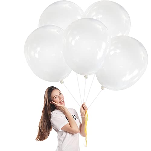 Luftballons Transparent Groß 45cm/18 Zoll Ballons,5 Stück Riesen Latex Luftballons XXL Runde Helium Ballon Partyballon Deko für Geburtstag,Hochzeit,Geschlecht Offenbaren,Brautdusche,Babyparty von POPOYU