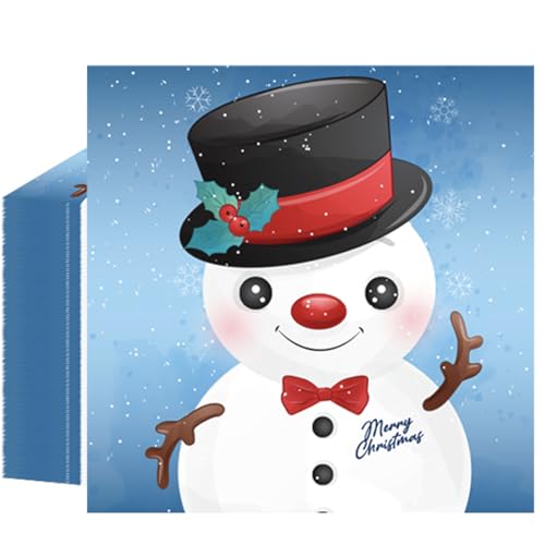 Weihnachtsservietten Papier 20 Stück Weihnachten Servietten Blau Winterservietten Tischdeko 33x33cm Weihnachten Deko Fröhliche Weihnachten Servietten Xmas Napkins Papierservietten für Weihnachtstisch von POPOYU