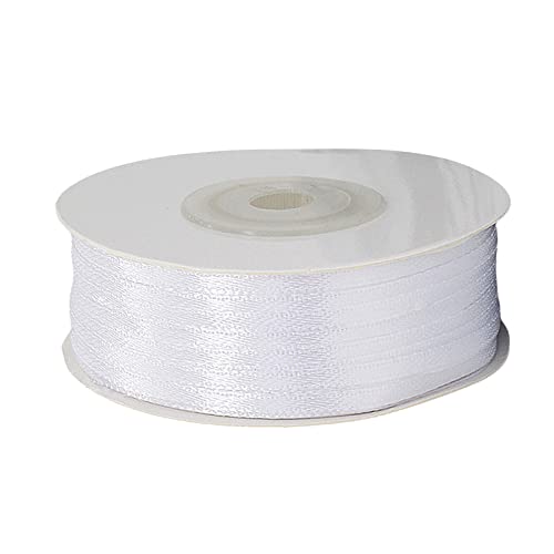 Weißes Band, 3 mm Polyester-Satinband, 91 m für Geschenkverpackungen, Basteln, Geschenkverpackungen, Luftballons, Schleifen, Hochzeitsdekorationen Weißes Band, 3 mm Polyester-Satinband, 91 m für Geschenkverpackungen, Basteln, Geschenkverpackungen, Luftballons, Schleifen, Hochzeitsdekorationen von POPOYU
