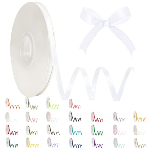 POPOYU Satinband 6mm Weiß,Weiß Band 6mm Natur,91m Dünn Geschenkband,Geschenkband und Schleifen für Geschenken,Bastelarbeiten,Haare,Ostern,Weihnachten,Hochzeit,Luftballons POPOYU Satinband 6mm Weiß,Weiß Band 6mm Natur,91m Dünn Geschenkband,Geschenkband und Schleifen für Geschenken,Bastelarbeiten,Haare,Ostern,Weihnachten,Hochzeit,Luftballons von POPOYU