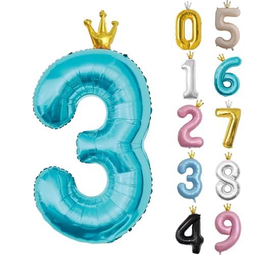 Zahl 3 Luftballon Babyblau, 101cm Riesen Zahlenballon Nummer 0 1 2 3 4 5 6 7 8 9 10 16 18 21 30 40 50 60 70 80 90 100, 40" Groß Folienballons für Hochzeit Jubiläum, Geburtstagsballons Party Dekoration Zahl 3 Luftballon Babyblau, 101cm Riesen Zahlenballon Nummer 0 1 2 3 4 5 6 7 8 9 10 16 18 21 30 40 50 60 70 80 90 100, 40" Groß Folienballons für Hochzeit Jubiläum, Geburtstagsballons Party Dekoration von POPOYU