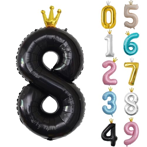 Zahl 8 Luftballon Schwarz, 101cm Riesen Zahlenballon Nummer 0 1 2 3 4 5 6 7 8 9 10 16 18 21 30 40 50 60 70 80 90 100, 40" Groß Folienballons für Hochzeit Jubiläum, Geburtstagsballons Party Dekoration Zahl 8 Luftballon Schwarz, 101cm Riesen Zahlenballon Nummer 0 1 2 3 4 5 6 7 8 9 10 16 18 21 30 40 50 60 70 80 90 100, 40" Groß Folienballons für Hochzeit Jubiläum, Geburtstagsballons Party Dekoration von POPOYU