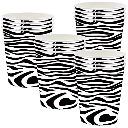 Zebra-Druck Partybecher 16 Stück Dschungel Tier Druck Pappbecher für Babyparty Kindergeburtstag Pappbecher mit Dschungeltieren für Dschungel Safari Geburtstag Party Dekorationen von POPOYU