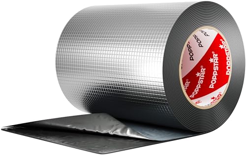 POPPSTAR Alu-Butylband (15cm - extra breit) Super wasserdichtes Klebeband für Außen (5 m lang) Butyl Dichtband für Wohnmobil, Dachrinnen-Reparaturband uvm. von POPPSTAR
