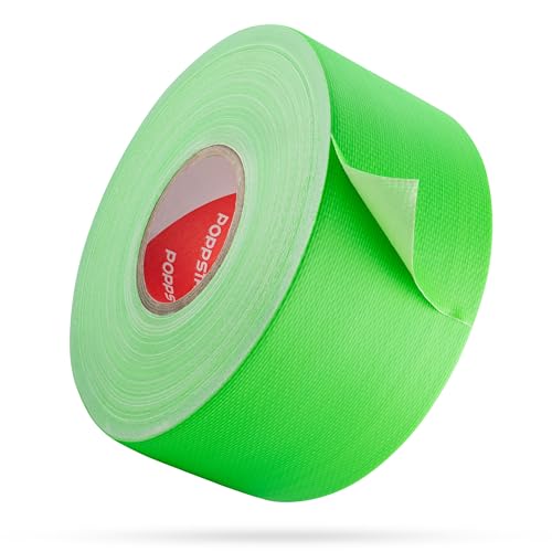 POPPSTAR Neon UV Klebeband 25m x 50mm, fluoreszierendes Gewebeklebeband, neongrün, 1 Rolle von POPPSTAR