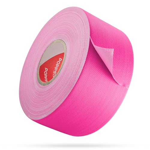 POPPSTAR Neon UV Klebeband 25m x 50mm, fluoreszierendes Gewebeklebeband, neonpink, 1 Rolle von POPPSTAR