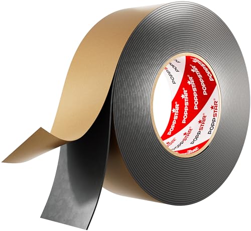 POPPSTAR doppelseitiges Butyl Klebeband (10m x 50mm x 1,6mm) Dichtband selbstklebend schwarz von POPPSTAR