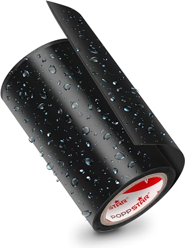 POPPSTAR wasserdichtes Klebeband ultrastark (10cm breit, 3m lang, schwarz) Dichtungsband selbstklebend für Zelt, Teich, Pool & Rohr-Abdichtung von POPPSTAR