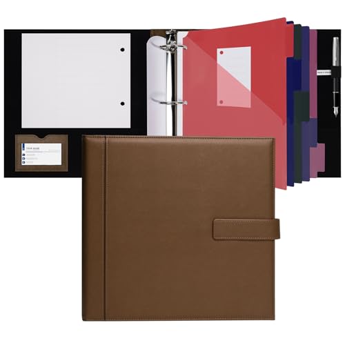 POPRUN 3-Ringbuch-Organizer aus PU-Leder, 3,8 cm, mit Magnetverschluss, Business-Portfolio-Padfolio, inklusive PP-Trennblättern, 100 g/m² Füllpapier, Aufkleber, ideal für Büropräsentationen, Meetings POPRUN 3-Ringbuch-Organizer aus PU-Leder, 3,8 cm, mit Magnetverschluss, Business-Portfolio-Padfolio, inklusive PP-Trennblättern, 100 g/m² Füllpapier, Aufkleber, ideal für Büropräsentationen, Meetings von POPRUN