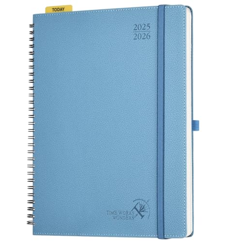 POPRUN Kalender 2025 2026 Horizontale Wochenplaner (Aug.2025-Dez.2026) – Ringbuch mit Softcover, ca. A4 (21.8x26,4 cm),17-Monate-Terminplaner 1 Woche 2 Seite, Aquamarin von POPRUN