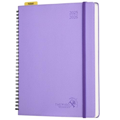 POPRUN Kalender 2025 2026 Horizontale Wochenplaner (Aug.2025-Dez.2026) – Ringbuch mit Softcover, ca. A4 (21.8x26,4 cm),17-Monate-Terminplaner 1 Woche 2 Seite, Lavendel von POPRUN