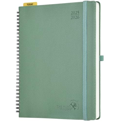 POPRUN Kalender 2025 2026 Horizontale Wochenplaner (Aug.2025-Dez.2026) – Ringbuch mit Softcover, ca. A4 (21.8x26,4 cm),17-Monate-Terminplaner 1 Woche 2 Seite, Mitternachtsgrün von POPRUN