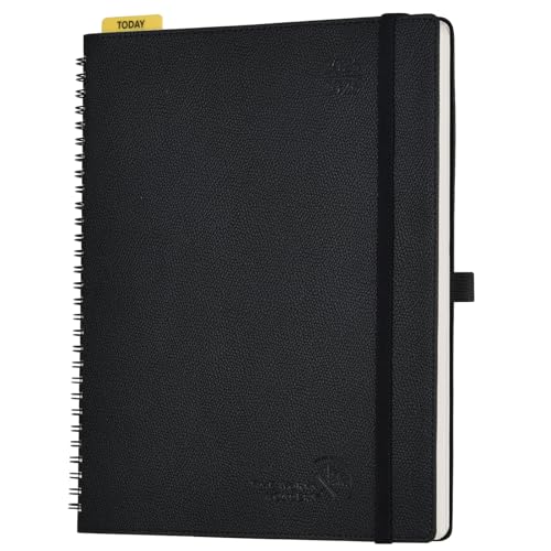 POPRUN Kalender 2025 2026 Horizontale Wochenplaner (Aug.2025-Dez.2026) – Ringbuch mit Softcover, ca. A4 (21.8x26,4 cm),17-Monate-Terminplaner 1 Woche 2 Seite, Schwarz von POPRUN