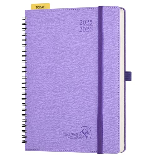 POPRUN Kalender 2025 2026 Horizontale Wochenplaner (Aug.2025-Dez.2026) – Ringbuch mit Softcover, ca. A5 (22x16,5 cm),17-Monate-Terminplaner 1 Woche 2 Seite, Lavendel von POPRUN