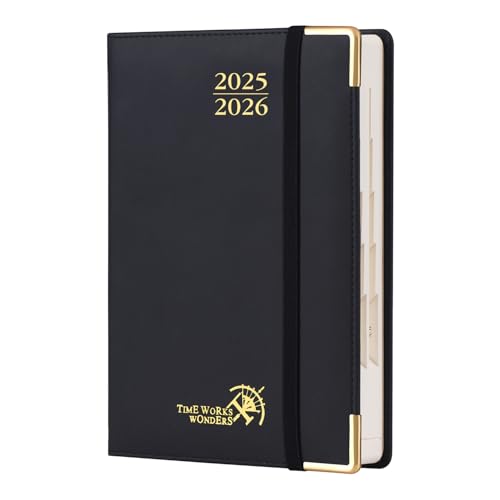 POPRUN Kalender 2026 Buchkalender 26,5 x 20,5 cm, 17-Monate-Terminplaner Ringbuch (Jan.2026-Dez.2026), Wochenplaner 2026 Hardcover mit Plastiklineal, 80 GSM Papier - Hellgelb von POPRUN