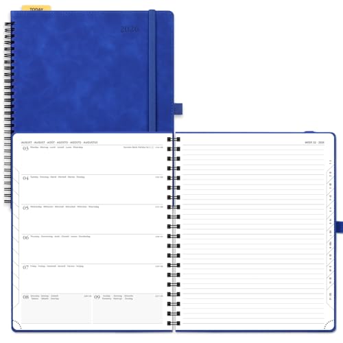 POPRUN Kalender 2026 Buchkalender Ringbuch mit Softcover, ca. A4 (26,5 x 21,5 cm) - Terminplaner, Wochenplaner Notizbuch (Jan.2026-Dez.2026) mit 100 GSM Papier - Königsblau von POPRUN