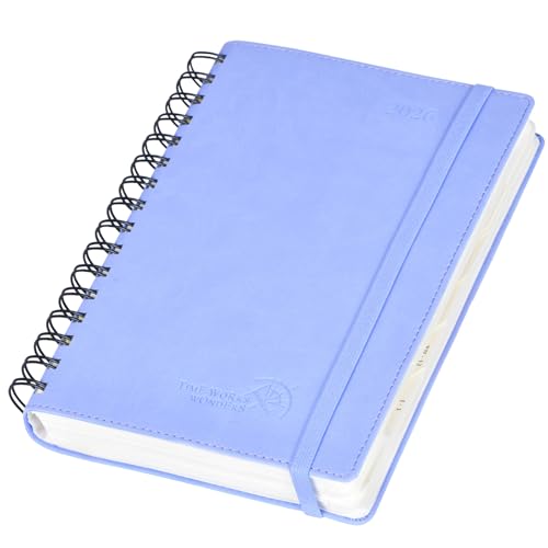 POPRUN Kalender 2026 Tagesplaner Softcover 21,5 x 14,5 cm (Jan.2026-Dez.2026), Tageskalender Ringbuch 1 Tag 1 Seite (Montag - Sonntag) mit PU-Leder, Monatliche Registerkarten - Kornblume von POPRUN