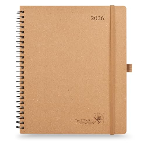 POPRUN Kalender 2026 Wochenplaner Ringbuch, ca. A4 (26,5 x 21,5 cm), Hergestellt aus Erneuerbaren und Umweltfreundlichen Materialien, Terminplaner 2026 mit 80 GSM Recyceltes Papier - Wüstenbraun von POPRUN