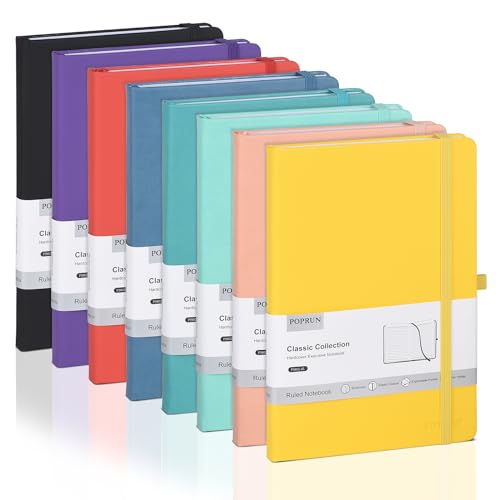 POPRUN Notizbuch Liniert A5 Journal Hardcover, 8er Pack Farbe Notizheft, Tagebuch mit Elastischem Verschlussband, Stifthalter, Wasserdicht Leder und Innentasche für Büro oder in der Schule, 14x21 cm POPRUN Notizbuch Liniert A5 Journal Hardcover, 8er Pack Farbe Notizheft, Tagebuch mit Elastischem Verschlussband, Stifthalter, Wasserdicht Leder und Innentasche für Büro oder in der Schule, 14x21 cm von POPRUN