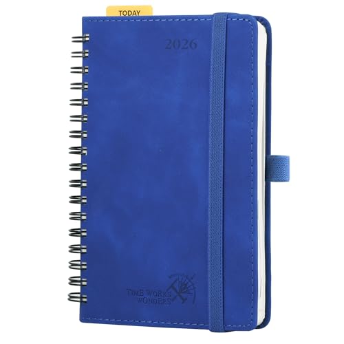 POPRUN Taschenkalender 2026 Klein Ringbuch mit Softcover, ca. A6 (16 x 10,5 cm) - Kalender 2026 Buchkalender Notizbuch (Jan.2026-Dez.2026) mit 100 GSM Papier - Königsblau von POPRUN