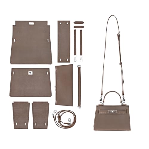 POPSEWING DIY Bag Kit Designer Tasche für Frauen, DIY Ledertasche Kit, DIY Crossbody Umhängetasche mit Nähset, DIY Handgemachte Tasche Kit für Mama Freundin Geburtstagsgeschenk (Taupe) von POPSEWING