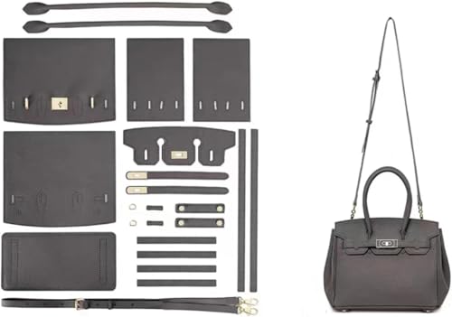 POPSEWING DIY-Ledertaschen-Set, Designer-Handtaschen für Damen, DIY-Taschen-Set für Mädchen, Nähset für handgefertigte Ledertaschen, personalisiertes Geschenk (Grau) von POPSEWING