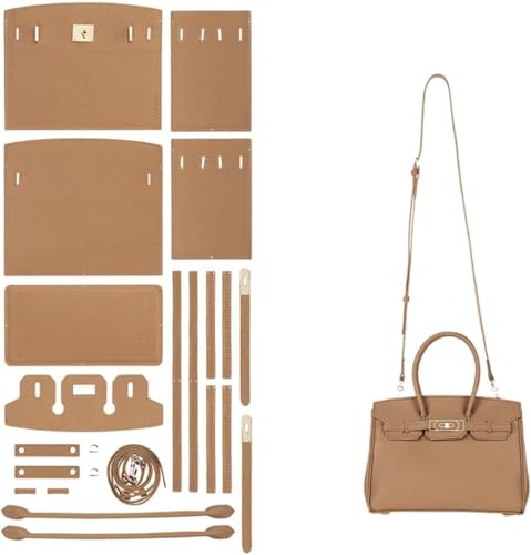 POPSEWING DIY-Ledertaschen-Set, Designer-Handtaschen für Damen, DIY-Taschen-Set für Mädchen, Nähset für handgefertigte Ledertaschen, personalisiertes Geschenk (Weizen) von POPSEWING