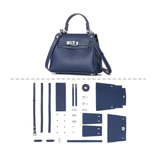 POPSEWING DIY-Taschen-Set, Designer-Tasche für Damen, DIY-Ledertaschen-Set, DIY Umhängetasche mit Nähset für personalisiertes Geschenk (blau) von POPSEWING