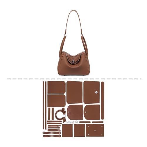 POPSEWING DIY-Taschen-Set, luxuriöse Tragetaschen für Frauen, einzigartige Geschenke für Freundin, Leder-Umhängetaschen-Set, selbstgemachte Tasche für personalisiertes Geschenk (groß, braun) von POPSEWING
