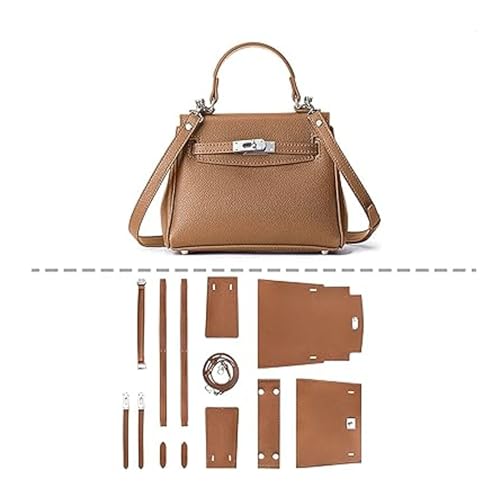 POPSEWING DIY-Umhängetasche, Designer-Tasche für Damen, DIY-Ledertaschen-Set, mit Nähset für personalisiertes Geschenk (braun) von POPSEWING