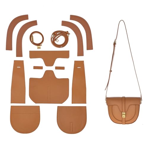 POPSEWING Leder Soft 16 Satteltaschen-DIY-Set, DIY-Taschen-Set für Mädchen, Umhängetasche, Leder-Arbeitsset mit Nähset für Freundin, Weihnachten, personalisiertes Geschenk (braun) von POPSEWING