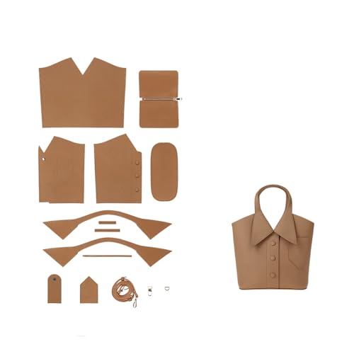 POPSEWING Lederkragen Handtasche DIY Kit, DIY Crossbody Umhängetasche mit Nähset, handgefertigtes Bag Kit für Mutter Freundin Geburtstagsgeschenk (braun) von POPSEWING