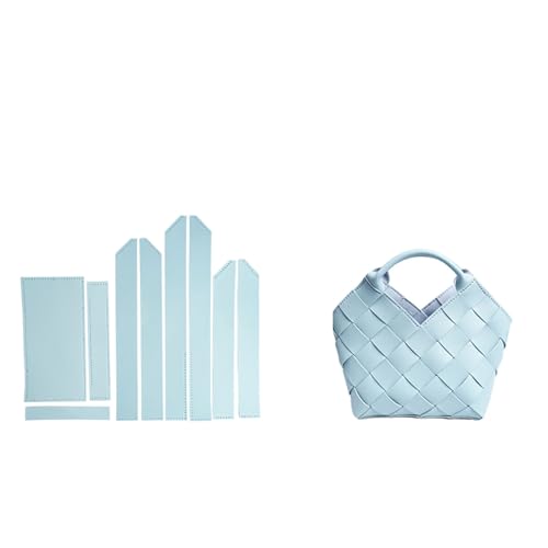 POPSEWING Vegan Leder gewebtes Handtasche DIY-Kit, Designer-Handtaschen für Frauen, handgefertigtes Lederhandwerkskit, maßgeschneiderte Geschenke für Freundinnen für Weihnachten (blau) von POPSEWING