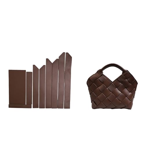 POPSEWING Vegan Leder gewebtes Handtasche DIY-Kit, Designer-Handtaschen für Frauen, handgefertigtes Lederhandwerkskit, maßgeschneiderte Geschenke für Freundinnen für Weihnachten (dunkelbraun) von POPSEWING