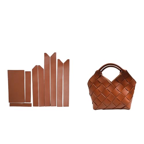 POPSEWING Vegan Leder gewebtes Handtasche DIY-Kit, Designer-Handtaschen für Frauen, handgefertigtes Lederhandwerkskit, maßgeschneiderte Geschenke für Freundinnen für Weihnachten (sattel braun) von POPSEWING