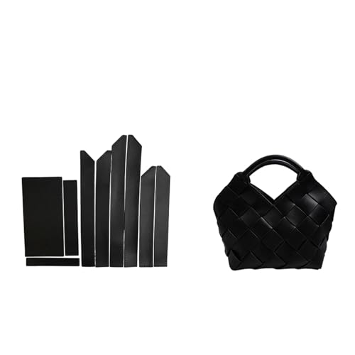 POPSEWING Vegan Leder gewebtes Handtasche DIY-Kit, Designer-Handtaschen für Frauen, handgefertigtes Lederhandwerkskit, maßgeschneiderte Geschenke für Freundinnen für Weihnachten (schwarz) von POPSEWING