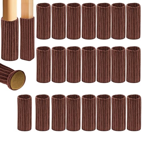 24 Stück Stuhlsocken, Stuhlpolster für die Möbelbeine, Filzgleiter, Anti-Rutsch-Bezüge für Möbel, Barhocker, Tische und Sofas(Braun), Chair Leg Floor Protectors von POPSKEETER