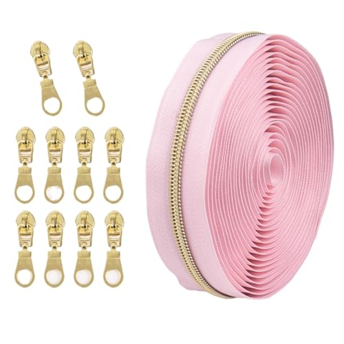 1 Set Reißverschluss mit Schiebern, Nr. 5 Nylon-Reißverschluss-Set, hellgoldene Zähne, Länge 4,5 Meter, for Nähprojekte(018) von POQAX
