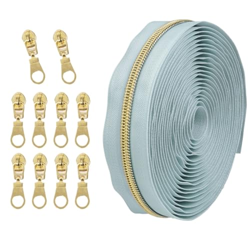 1 Set Reißverschluss mit Schiebern, Nr. 5 Nylon-Reißverschluss-Set, hellgoldene Zähne, Länge 4,5 Meter, for Nähprojekte(050) von POQAX