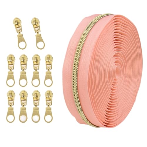 1 Set Reißverschluss mit Schiebern, Nr. 5 Nylon-Reißverschluss-Set, hellgoldene Zähne, Länge 4,5 Meter, for Nähprojekte(056) von POQAX