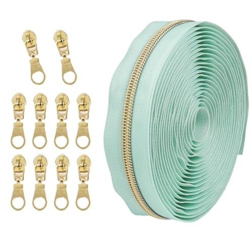 1 Set Reißverschluss mit Schiebern, Nr. 5 Nylon-Reißverschluss-Set, hellgoldene Zähne, Länge 4,5 Meter, for Nähprojekte(112) von POQAX