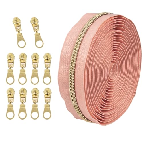 1 Set Reißverschluss mit Schiebern, Nr. 5 Nylon-Reißverschluss-Set, hellgoldene Zähne, Länge 4,5 Meter, for Nähprojekte(182) von POQAX