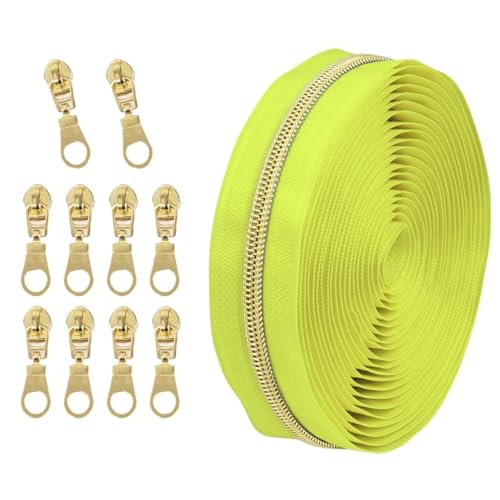 1 Set Reißverschluss mit Schiebern, Nr. 5 Nylon-Reißverschluss-Set, hellgoldene Zähne, Länge 4,5 Meter, for Nähprojekte(220) von POQAX
