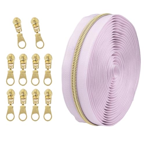 1 Set Reißverschluss mit Schiebern, Nr. 5 Nylon-Reißverschluss-Set, hellgoldene Zähne, Länge 4,5 Meter, for Nähprojekte(222) von POQAX